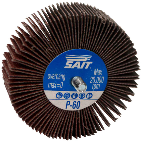 United Abrasives SAIT 71080 3x1 2A Threaded Spindle Premium Aluminum Oxide Flap Wheels 60 Grit, 10 pack