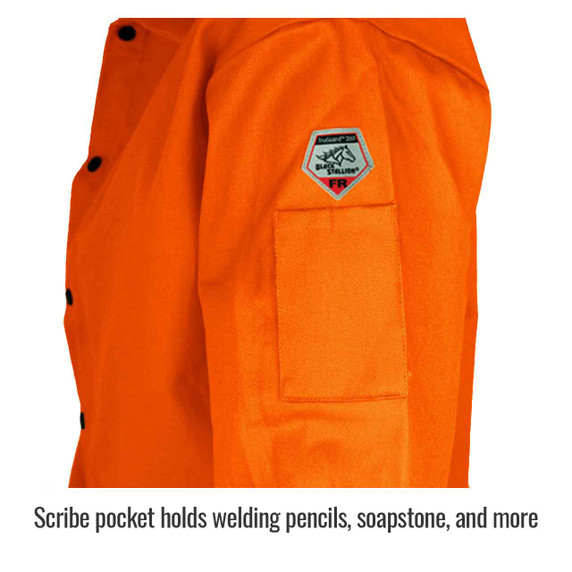 Black Stallion FO9-30C TruGuard 200 FR Cotton Welding Jacket, Safety Orange, LG