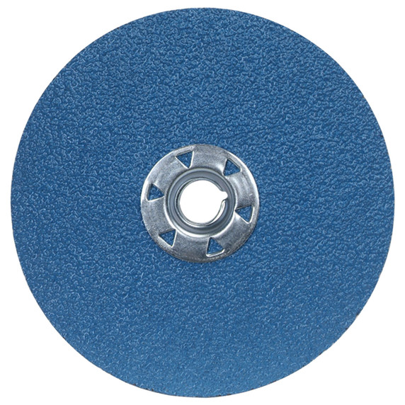 Norton 66261138796 5x5/8-11” BlueFire F826P Zirconia Alumina Speed-Change Fastener Fiber Discs, 36 Grit, Coarse, 25 pack