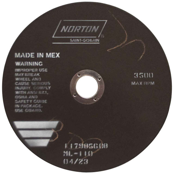 Norton 66253117879 254x1.6x32mm MetLab 38A AO Metallurgical Non-Reinforced Cut-Off Wheels, Type 01/41, 100 Grit, 10 pack