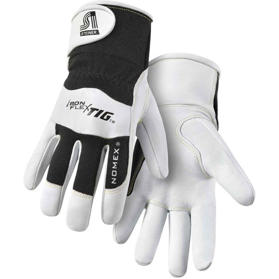 Steiner 0263 Pro-Series IronFlex TIG Premium Kidskin TIG Welding Gloves, Nomex, Poly Lined Back, Adjustable Cuff, Large