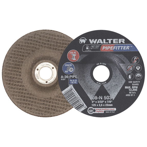 Walter 08N503 5x3/32x7/8 Pipefitter Contaminant Free Grinding Wheels Type 27, 25 pack