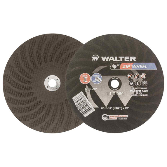 Walter 11T080 8x1/16x5/8 ZIP WHEEL High Performance Cut-Off Wheels for Circular Saw Type 1 A30 Grit, 25 pack