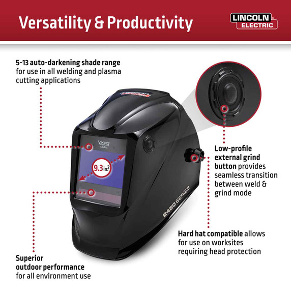 Lincoln Electric K3175-4 Viking 3350 Auto Darkening Welding Helmet with 4C Lens Technology, All American
