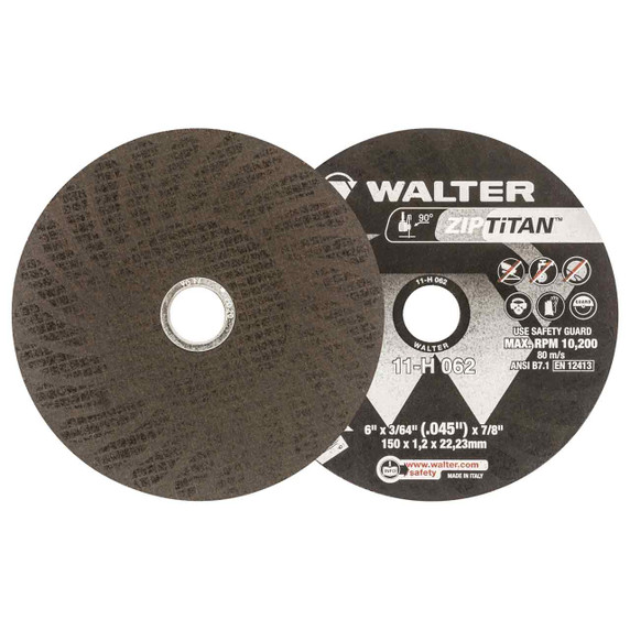 Walter 11H062 6x3/64x7/8 ZIP TiTAN Brass and Titanium Cut-Off Wheels Type 1 Grit C36, 25 pack