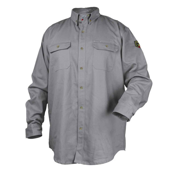 Black Stallion WF2110-GY FR Cotton Work Shirt, NFPA 2112 Arc Rated, Gray, 3X-Large