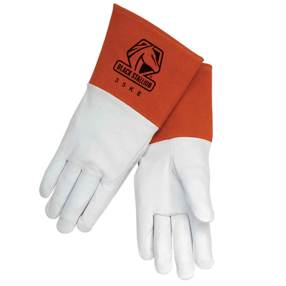 Black Stallion 35KE Pearl White Value-Priced Kidskin TIG Gloves, Small