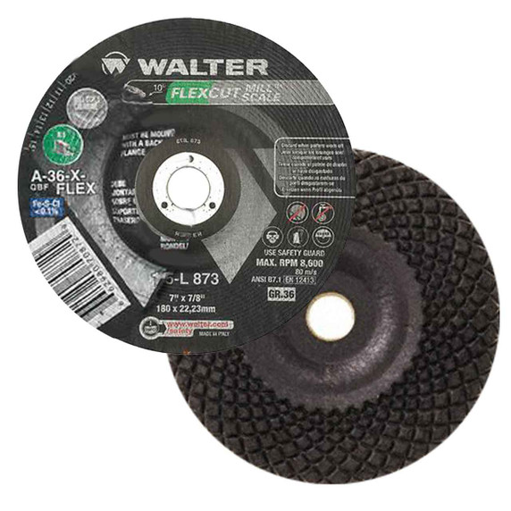 Walter 15L873 7x7/8 Flexcut Mill Scale Grinding Wheels Contaminant Free Type 29 Grit 36, 25 pack