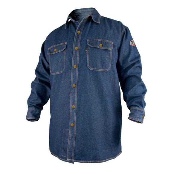 Black Stallion FS8-DNM FR Cotton Denim Long Sleeve Work Shirt, 4X-Large