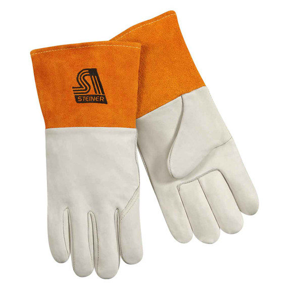 Steiner 0217 Premium Grain Cowhide MIG Welding Gloves, Unlined, Long Cuff, Large