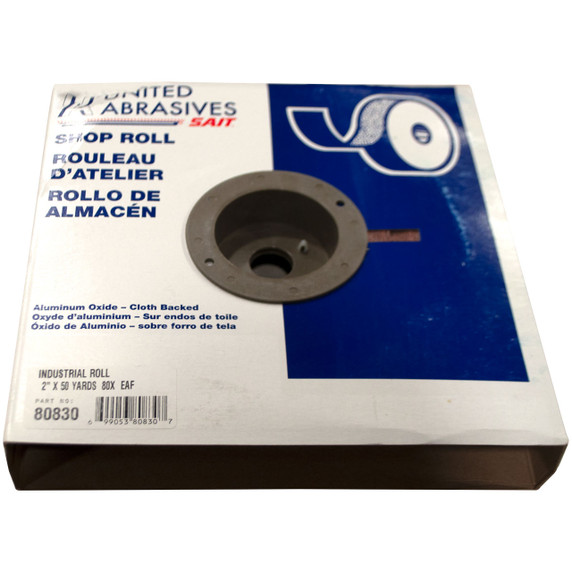 United Abrasives SAIT 80830 Blue Line 2" x 50 Yards EA-F Premium Aluminum Oxide Cloth Industrial Shop Rolls 80 Grit