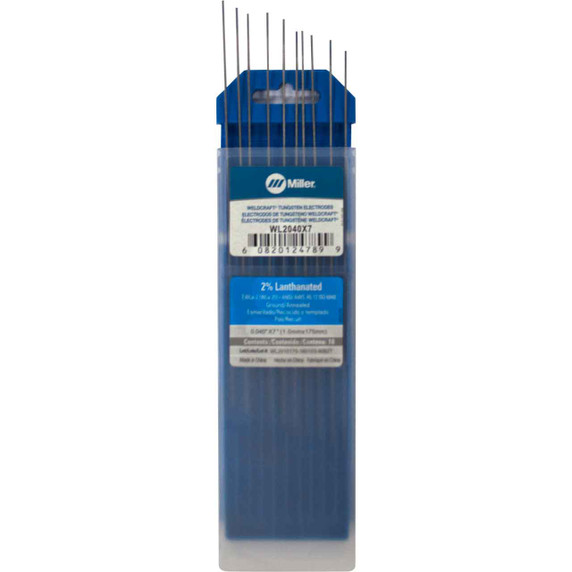 Miller Weldcraft WL2040X7 2% Lanthanated Tungsten Electrode .040 X 7", 10 pack