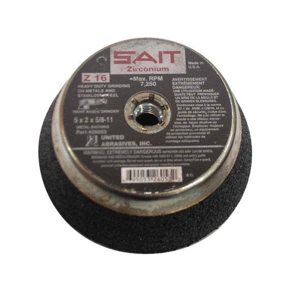 United Abrasives SAIT 26053 5x2x5/8-11 Z16 Metal Backed Toughest Grinding Zirconium Cup Stone, 6 pack