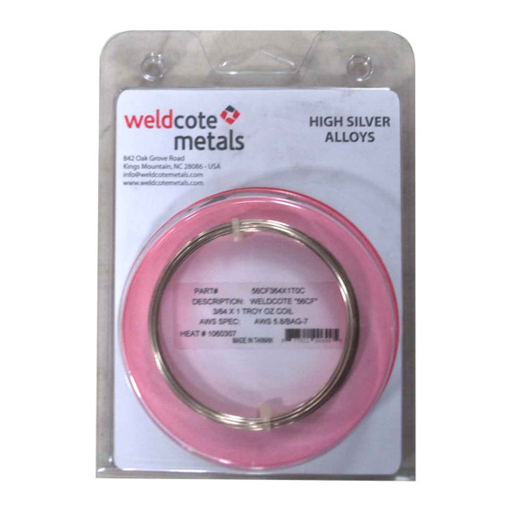 Weldcote Metals 56Cadmium Free silver solder Size: 3/64" 1 Troy Oz.