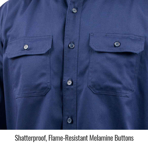 Black Stallion WF2110-NV FR Cotton Work Shirt, NFPA 2112 Arc Rated, Navy, X-Large