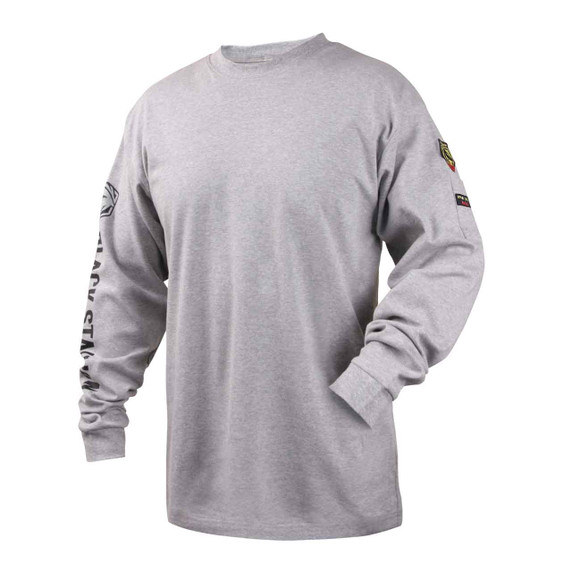 Black Stallion TF2510-GY NFPA 2112 & NFPA70E FR Cotton Knit Long-Sleeve T-Shirt, Gray, X-Large