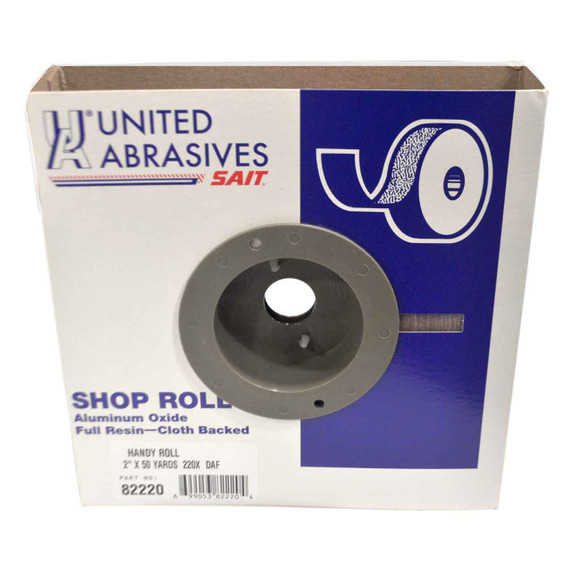 United Abrasives SAIT 82220 Blue Line 2" x 50 Yards DA-F Aluminum Oxide Cloth Handy Shop Rolls 220 Grit