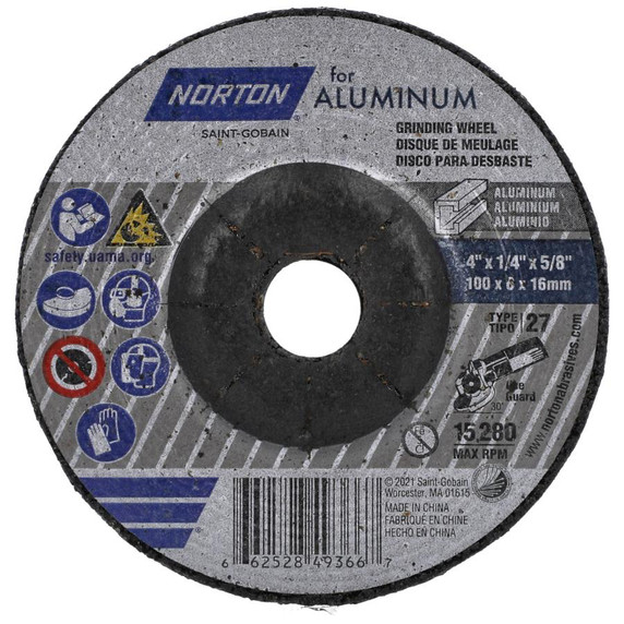 Norton 66252849366 4x1/4x5/8 - Aluminum Grinding, Type 27, 25 pack