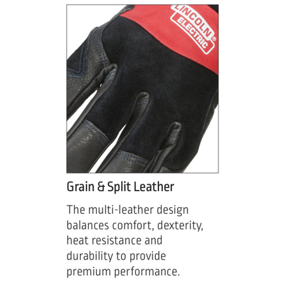 Lincoln Electric K2980 Premium Grain Cowhide MIG/Stick Welding Gloves, Large