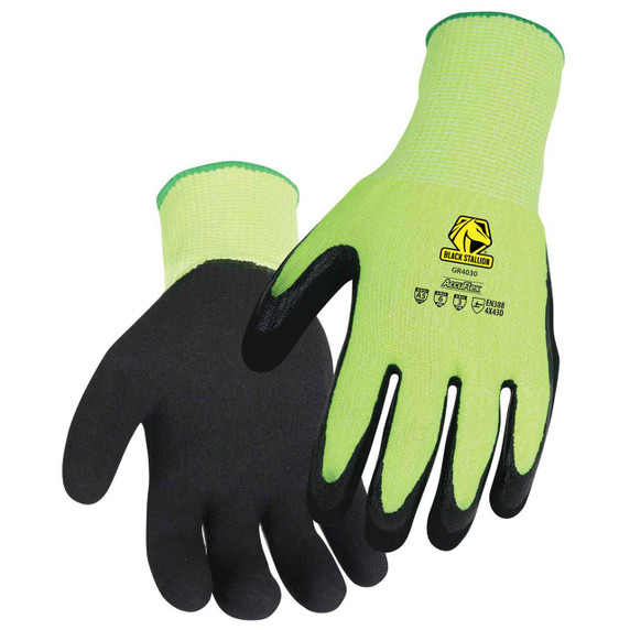 Black Stallion GR4030-HB AccuFlex A5 Cut Resistant Sandy Nitrile Coated Glove, Large