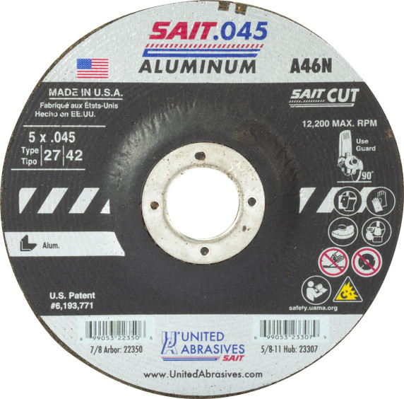 United Abrasives SAIT 22350 5x.045x7/8 A46N Aluminum Aggressive Cut-off Wheels, 50 pack