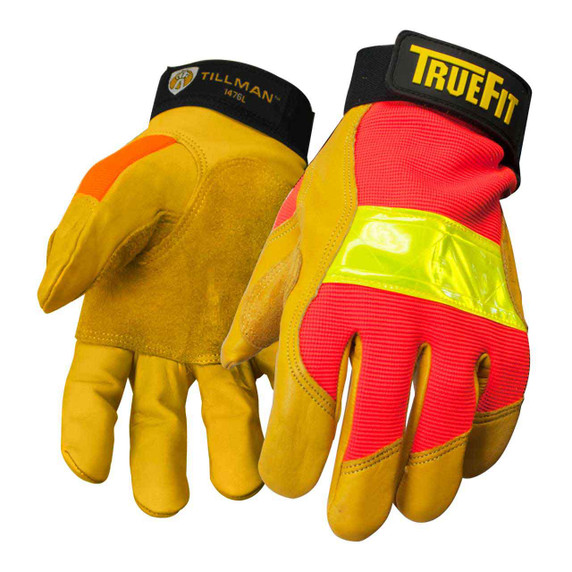 Tillman 1476 True Fit Hi-Vis Top Grain Cowhide Performance Work Gloves, Large