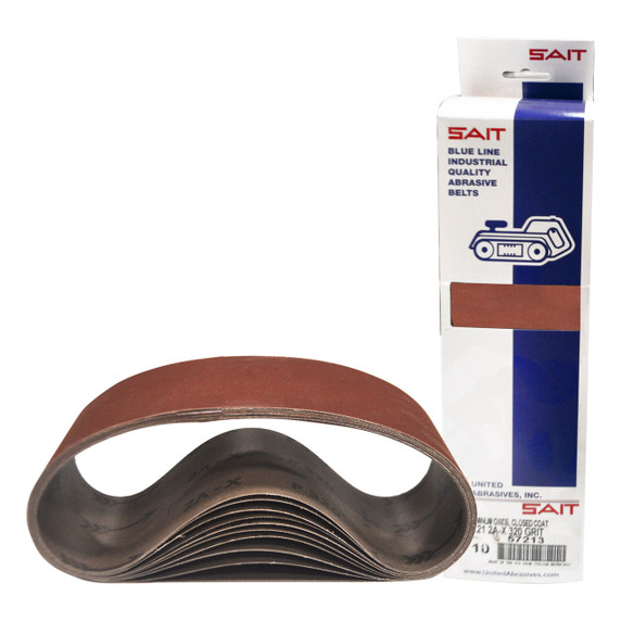 United Abrasives SAIT 57213 3x21 Blue Line 1A-X Aluminum Oxide Portable Sander Belt, 320 Grit, 10 pack