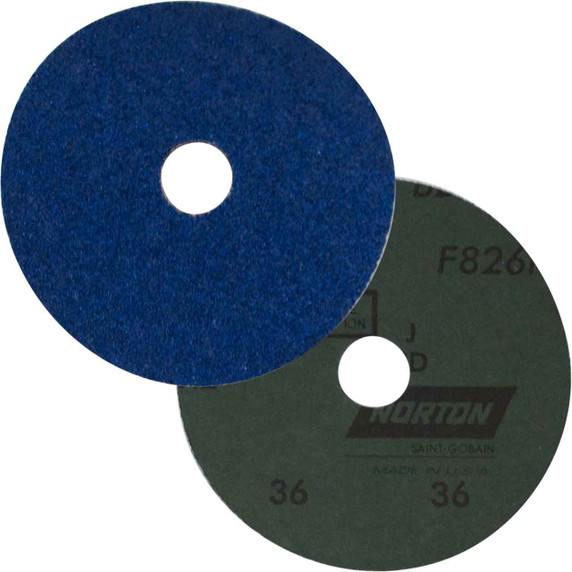 Norton 66261138562 5 x 7/8 in. BlueFire F826 Zirconia Alumina Fiber Discs, 36 Grit, Coarse, 25 pack