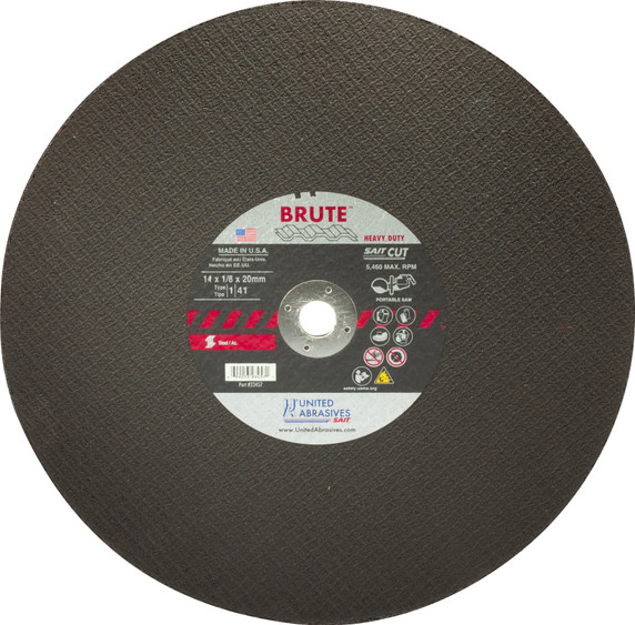 United Abrasives SAIT 23457 14X1/8X20mm Brute Heavy Duty Sharp Metals Portable Saw Cut-Off Wheels, 10 pack