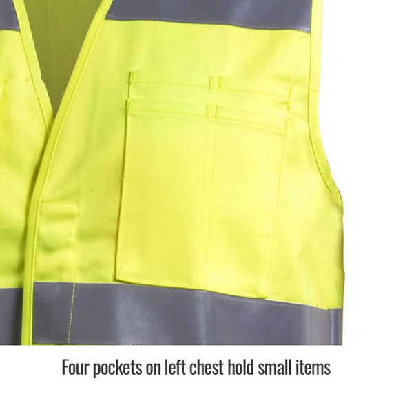 Black Stallion VF1110-HY Hi-Vis Class 2 FR Cotton Vest, Medium