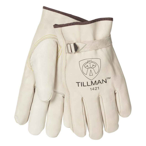 Tillman 1421 Grade "A" Top Grain Cowhide Drivers Gloves w/Pull Strap, Small