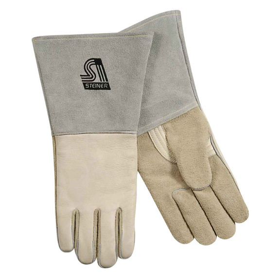 Steiner 6502 Premium Grain Cowhide Stick Welding Gloves ThermoCore Foam Lined Back Large