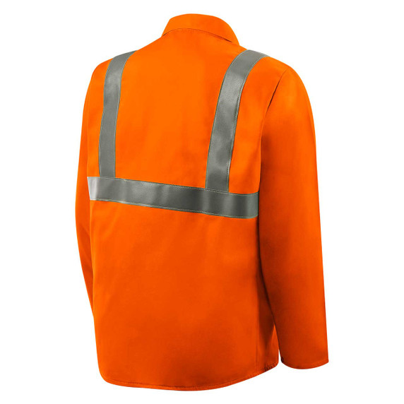Steiner 1040RS-L 30" 9oz. Orange FR Cotton Jacket with FR Silver Reflective Stripes, Large