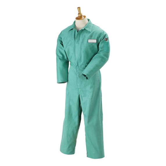 Black Stallion F9-32CA/PT Flame-Resistant 9 oz Cotton Coverall, Green, Large