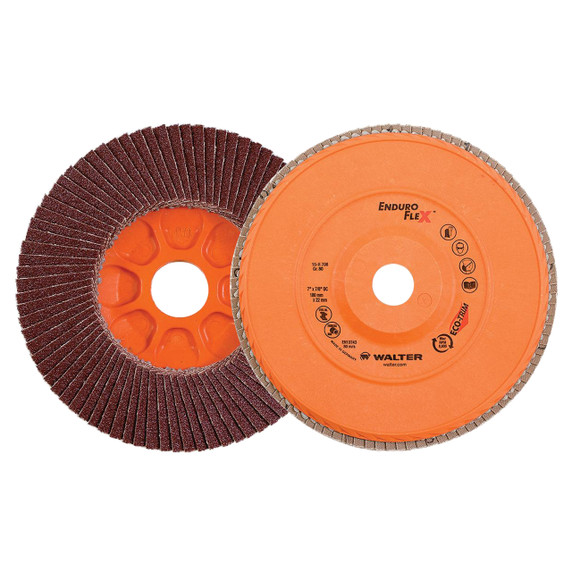 Walter 15R708 7x7/8 Enduro-Flex Flap Discs with Eco-Trim Backing 80 Grit Type 27, 10 pack