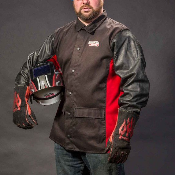 Lincoln Electric K2987 Shadow Grain Leather Sleeve Welding Jacket, 2X-Large