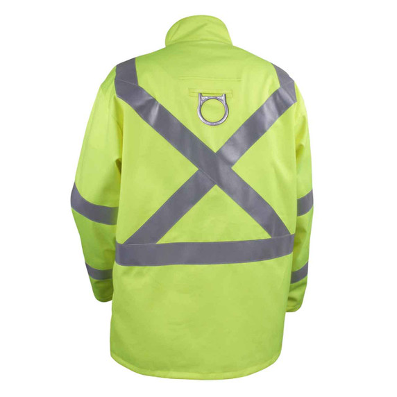 Black Stallion JF1012-LM Hi-Vis Safety FR Cotton Welding Jacket with FR Reflective Tape, Lime, Medium