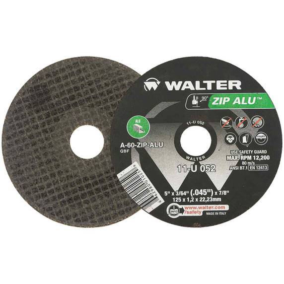 Walter 11U052 5x3/64x7/8 ZIP ALU Cut-Off Wheels for Aluminum Type 1 Grit A60, 25 pack