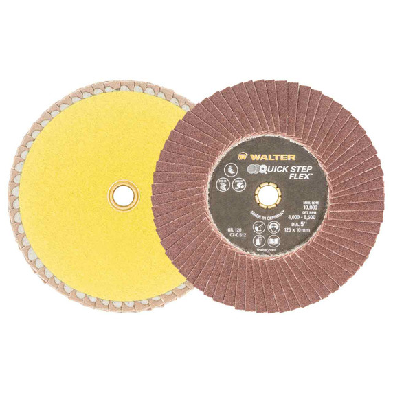 Walter 07Q512 5x7/8 Quick-Step Flex Flexible Flap Disc 120 Grit, 10 pack