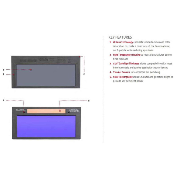 Lincoln KP3779-1 VIKING 2x4 C-Series Auto Darkening Welding Lens, Fixed Shade 11