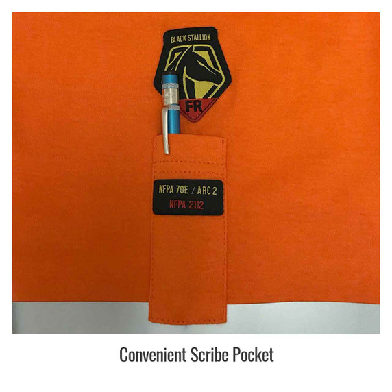 Black Stallion TF2511 NFPA 2112 & NFPA 70E FR Cotton Long Sleeve T-Shirt with Reflective Tape, Orange, X-Large