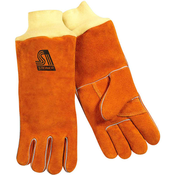 Steiner 2119Y-KSC Shoulder Split Cowhide Stick Welding Gloves ThermoCore Foam Lined Kevlar Spark Cuff Large