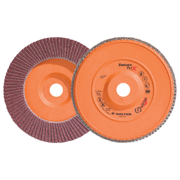 Walter 15R704 7x7/8 Enduro-Flex Flap Discs with Eco-Trim Backing 40 Grit Type 27, 10 pack