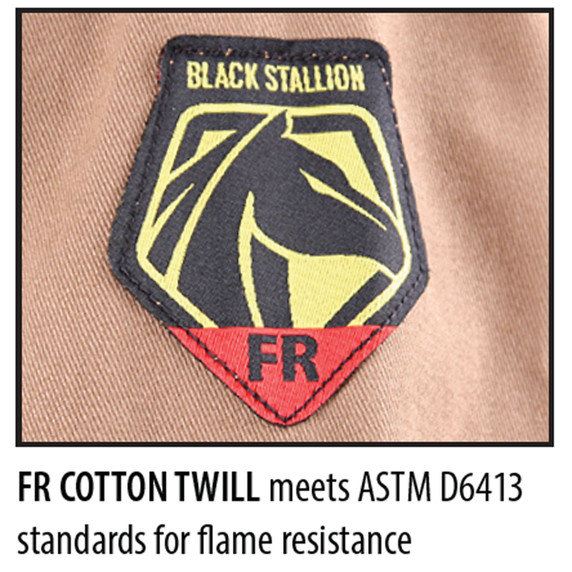 Black Stallion FS7-KHK Flame-Resistant Cotton Work Shirt, Khaki, Small
