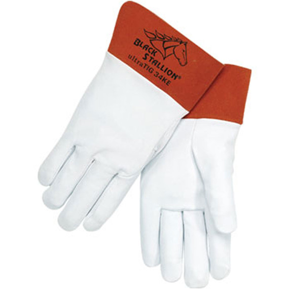 Black Stallion 34KE Short Cuff Grain Kidskin TIG Welding Gloves, Large