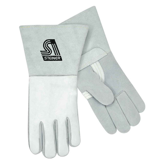 Steiner 7502 Premium Grain Elkskin Stick Welding Gloves ThermoCore Foam Lined Back Medium
