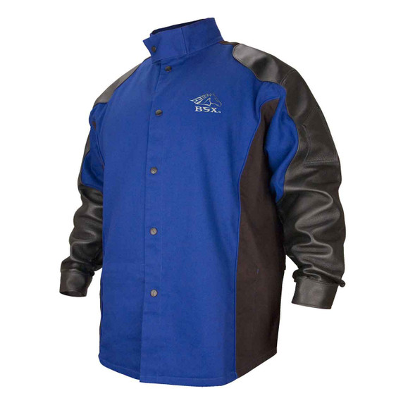 Black Stallion BXRB9C/PS BSX FR Cotton/Pigskin Welding Jacket, Blue/Black, Small