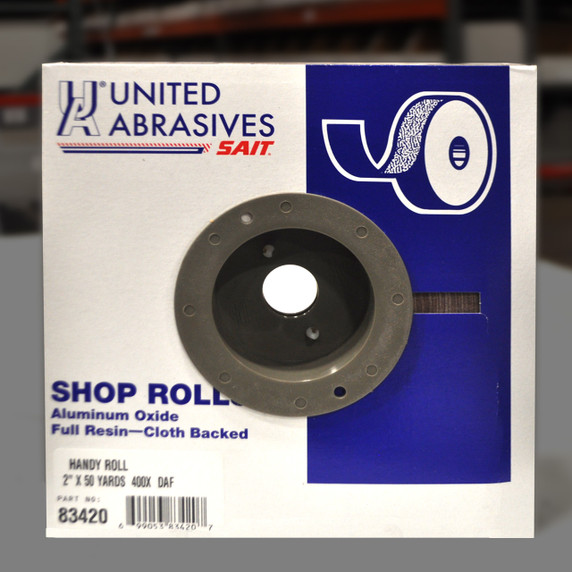 United Abrasives SAIT 83420 Blue Line 2" x 50 Yards DA-F Aluminum Oxide Cloth Handy Shop Rolls 400 Grit
