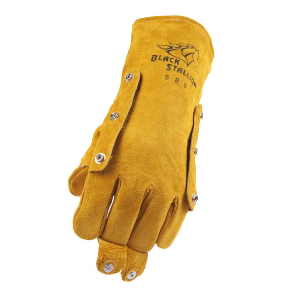 Black Stallion 580 Split Cowhide Stick Glove with FluxGuard snaps, Left Hand Only, Large