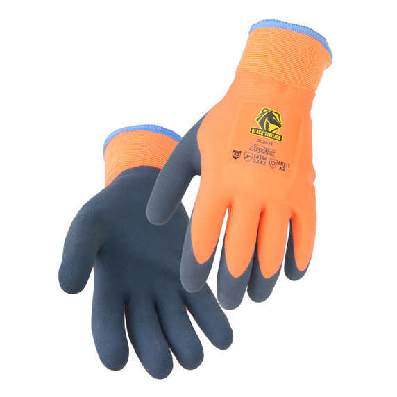Black Stallion GC2634-OA Accuflex Double Latex Terry-Lined Winter Knit Glove, Orange, X-Large - Pkg 12
